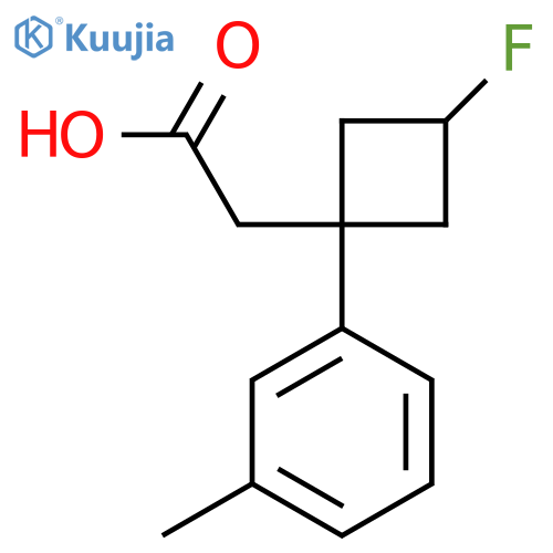 2-(1s,3r)-3-fluoro-1-(3-methylphenyl)cyclobutylacetic acid structure