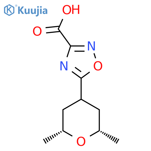 5-(2R,6S)-2,6-dimethyloxan-4-yl-1,2,4-oxadiazole-3-carboxylic acid structure