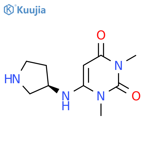 1,3-dimethyl-6-{(3R)-pyrrolidin-3-ylamino}-1,2,3,4-tetrahydropyrimidine-2,4-dione structure