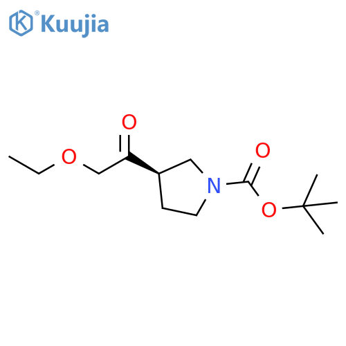 1-Pyrrolidinecarboxylic acid, 3-(2-ethoxyacetyl)-, 1,1-dimethylethyl ester, (3R)- structure