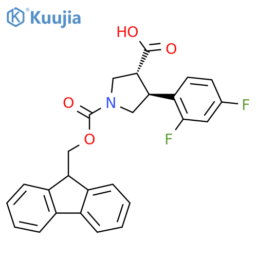 (3R,4S)-4-(2,4-difluorophenyl)-1-{[(9H-fluoren-9-yl)methoxy]carbonyl}pyrrolidine-3-carboxylic acid structure