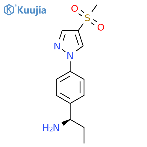 (1R)-1-4-(4-methanesulfonyl-1H-pyrazol-1-yl)phenylpropan-1-amine structure