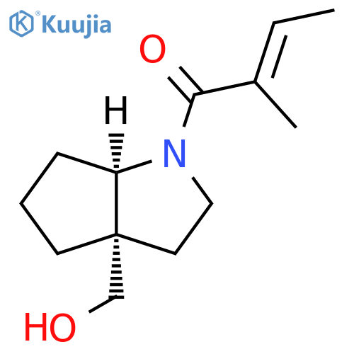 1-(3aS,6aR)-3a-(hydroxymethyl)-octahydrocyclopentabpyrrol-1-yl-2-methylbut-2-en-1-one structure