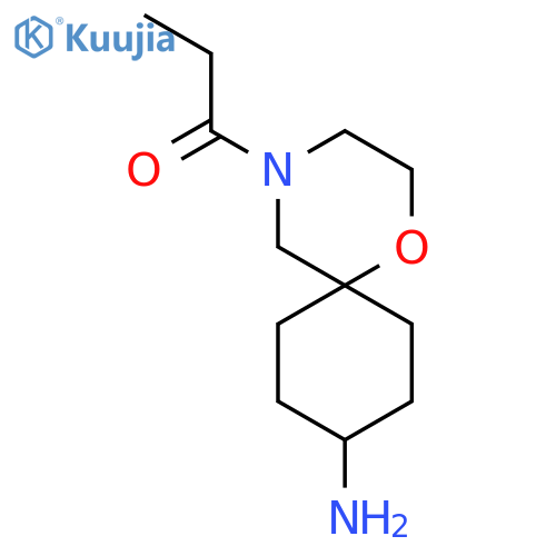 1-(6r,9r)-9-amino-1-oxa-4-azaspiro5.5undecan-4-ylpropan-1-one structure