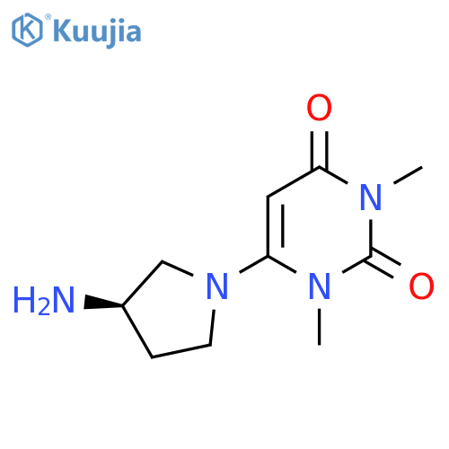 6-(3R)-3-aminopyrrolidin-1-yl-1,3-dimethyl-1,2,3,4-tetrahydropyrimidine-2,4-dione structure