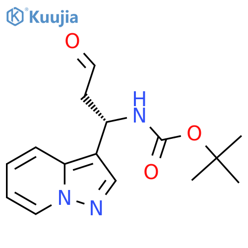 tert-butyl N-(1S)-3-oxo-1-{pyrazolo1,5-apyridin-3-yl}propylcarbamate structure