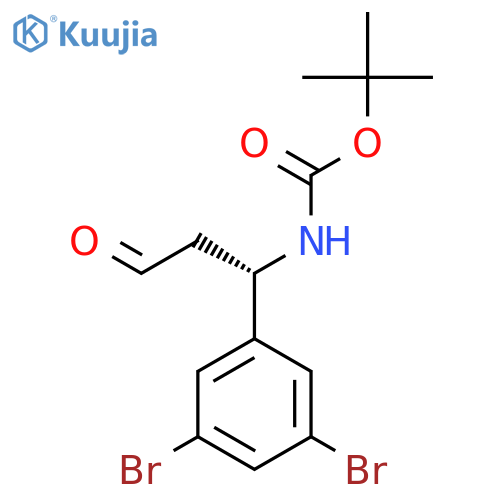 tert-butyl N-(1S)-1-(3,5-dibromophenyl)-3-oxopropylcarbamate structure