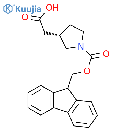 2-(3S)-1-{(9H-fluoren-9-yl)methoxycarbonyl}pyrrolidin-3-ylacetic acid structure