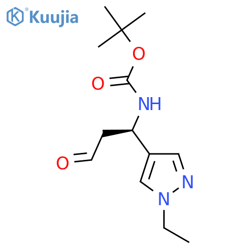 tert-butyl N-(1R)-1-(1-ethyl-1H-pyrazol-4-yl)-3-oxopropylcarbamate structure