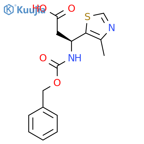 (3S)-3-{(benzyloxy)carbonylamino}-3-(4-methyl-1,3-thiazol-5-yl)propanoic acid structure