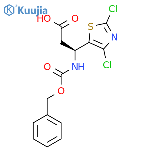 (3S)-3-{(benzyloxy)carbonylamino}-3-(dichloro-1,3-thiazol-5-yl)propanoic acid structure
