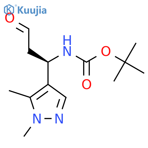 tert-butyl N-(1R)-1-(1,5-dimethyl-1H-pyrazol-4-yl)-3-oxopropylcarbamate structure