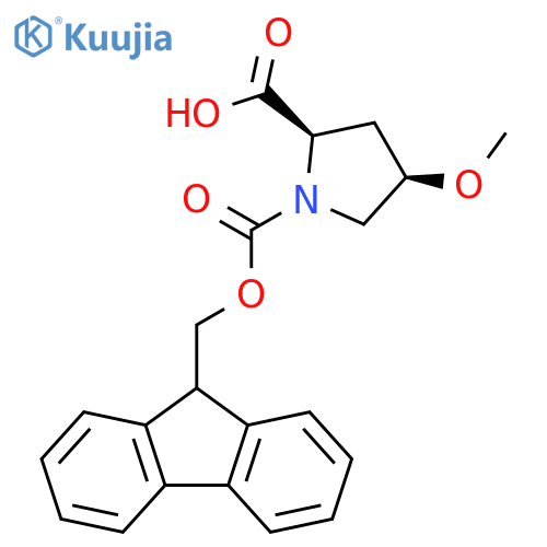 (2R,4R)-1-{[(9H-fluoren-9-yl)methoxy]carbonyl}-4-methoxypyrrolidine-2-carboxylic acid structure