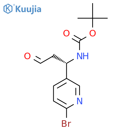 tert-butyl N-(1S)-1-(6-bromopyridin-3-yl)-3-oxopropylcarbamate structure