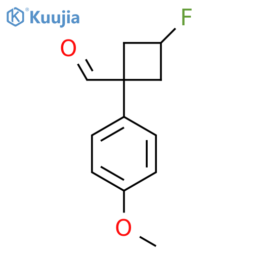 (1r,3r)-3-fluoro-1-(4-methoxyphenyl)cyclobutane-1-carbaldehyde structure