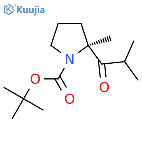 1-Pyrrolidinecarboxylic acid, 2-methyl-2-(2-methyl-1-oxopropyl)-, 1,1-dimethylethyl ester, (2S)- structure