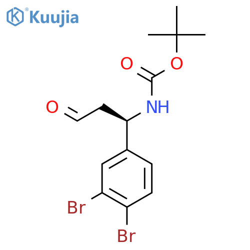 tert-butyl N-(1R)-1-(3,4-dibromophenyl)-3-oxopropylcarbamate structure