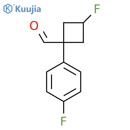 (1r,3r)-3-fluoro-1-(4-fluorophenyl)cyclobutane-1-carbaldehyde structure