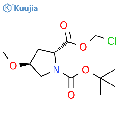 1,2-Pyrrolidinedicarboxylic acid, 4-methoxy-, 2-(chloromethyl) 1-(1,1-dimethylethyl) ester, (2R,4S)- structure