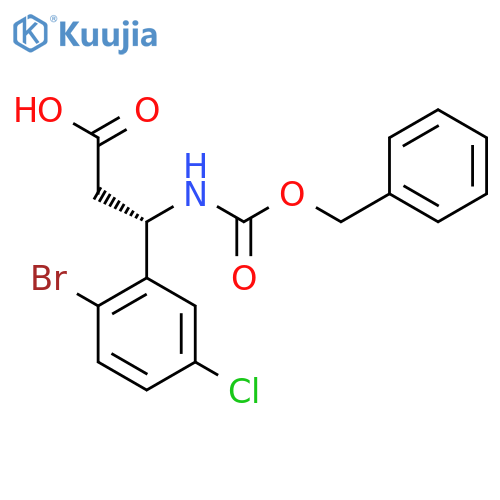 (3S)-3-{(benzyloxy)carbonylamino}-3-(2-bromo-5-chlorophenyl)propanoic acid structure