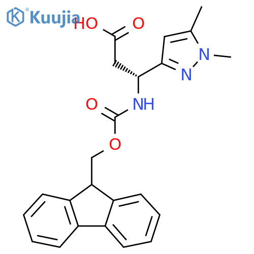 (3R)-3-(1,5-dimethyl-1H-pyrazol-3-yl)-3-({(9H-fluoren-9-yl)methoxycarbonyl}amino)propanoic acid structure