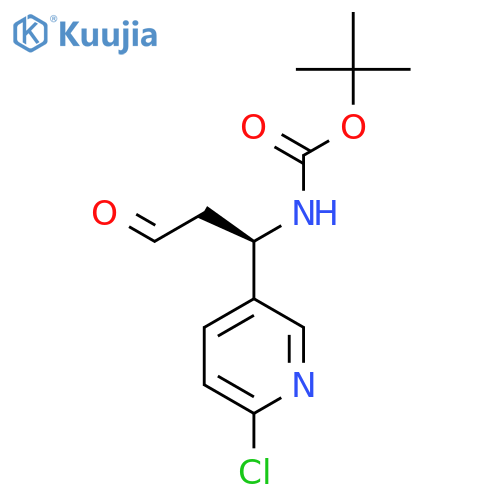 tert-butyl N-(1R)-1-(6-chloropyridin-3-yl)-3-oxopropylcarbamate structure