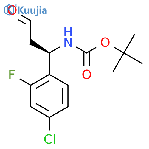 tert-butyl N-(1R)-1-(4-chloro-2-fluorophenyl)-3-oxopropylcarbamate structure