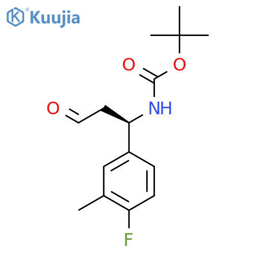 tert-butyl N-(1R)-1-(4-fluoro-3-methylphenyl)-3-oxopropylcarbamate structure