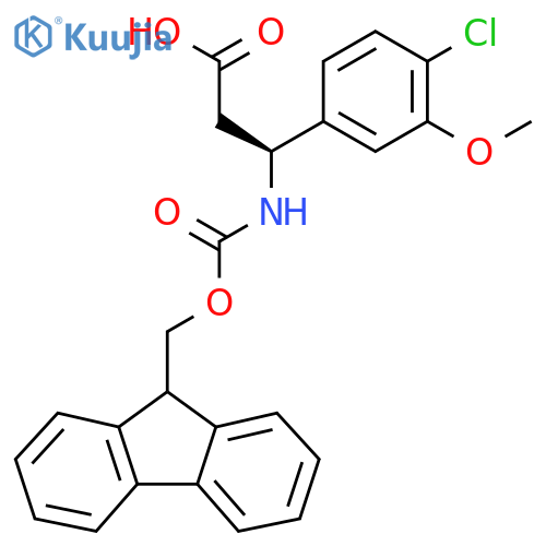 (3S)-3-(4-chloro-3-methoxyphenyl)-3-({(9H-fluoren-9-yl)methoxycarbonyl}amino)propanoic acid structure