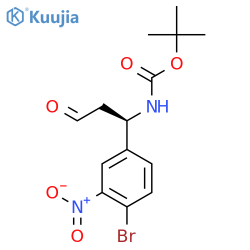 tert-butyl N-(1R)-1-(4-bromo-3-nitrophenyl)-3-oxopropylcarbamate structure