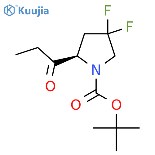 1-Pyrrolidinecarboxylic acid, 4,4-difluoro-2-(1-oxopropyl)-, 1,1-dimethylethyl ester, (2R)- structure