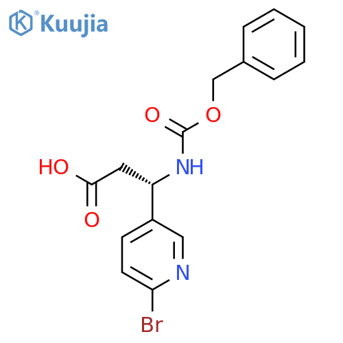 (3S)-3-{(benzyloxy)carbonylamino}-3-(6-bromopyridin-3-yl)propanoic acid structure