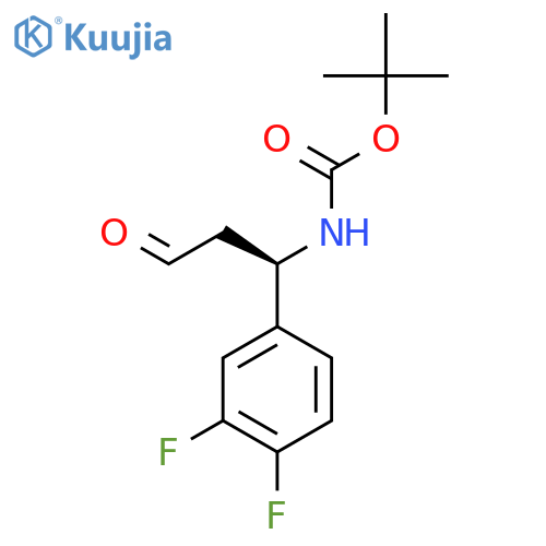 tert-butyl N-(1R)-1-(3,4-difluorophenyl)-3-oxopropylcarbamate structure