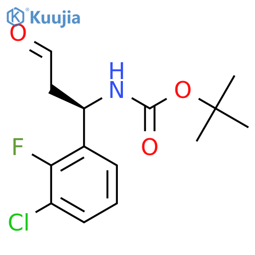 tert-butyl N-(1R)-1-(3-chloro-2-fluorophenyl)-3-oxopropylcarbamate structure