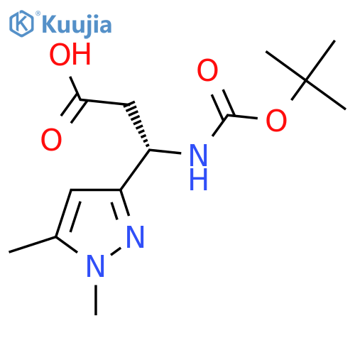 (3S)-3-{(tert-butoxy)carbonylamino}-3-(1,5-dimethyl-1H-pyrazol-3-yl)propanoic acid structure