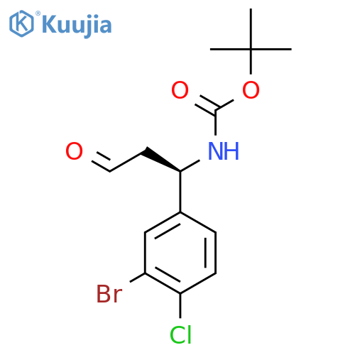 tert-butyl N-(1R)-1-(3-bromo-4-chlorophenyl)-3-oxopropylcarbamate structure