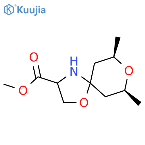 1,8-Dioxa-4-azaspiro[4.5]decane-3-carboxylic acid, 7,9-dimethyl-, methyl ester, (7R,9S)- structure