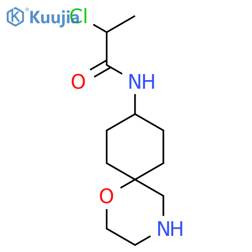 2-chloro-N-(6r,9r)-1-oxa-4-azaspiro5.5undecan-9-ylpropanamide structure