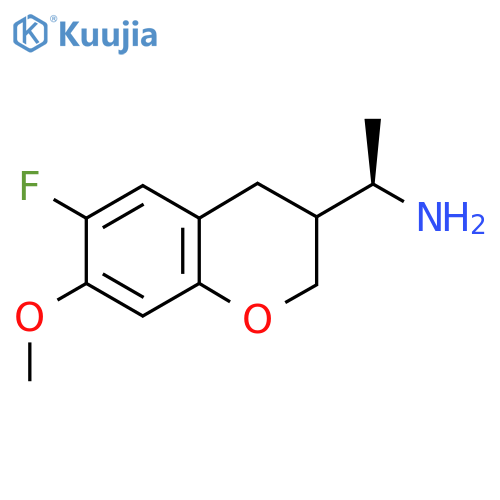 (1R)-1-(6-fluoro-7-methoxy-3,4-dihydro-2H-1-benzopyran-3-yl)ethan-1-amine structure