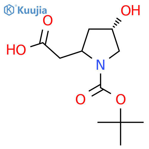 2-[(4S)-1-[(tert-butoxy)carbonyl]-4-hydroxypyrrolidin-2-yl]acetic acid structure