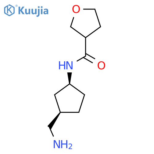 rac-N-[(1R,3S)-3-(aminomethyl)cyclopentyl]oxolane-3-carboxamide structure