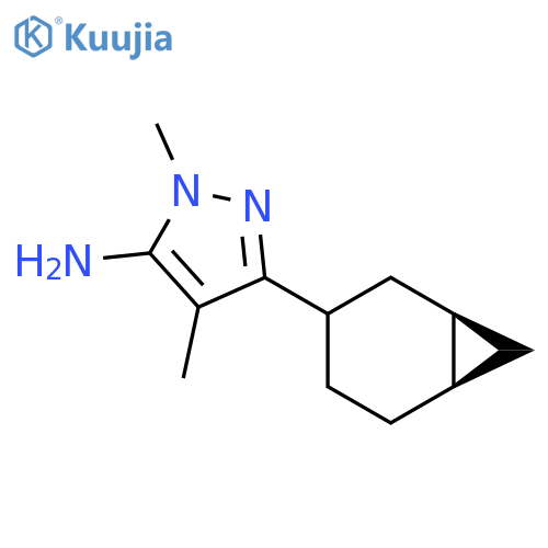 rac-3-[(1R,6R)-bicyclo[4.1.0]heptan-3-yl]-1,4-dimethyl-1H-pyrazol-5-amine structure
