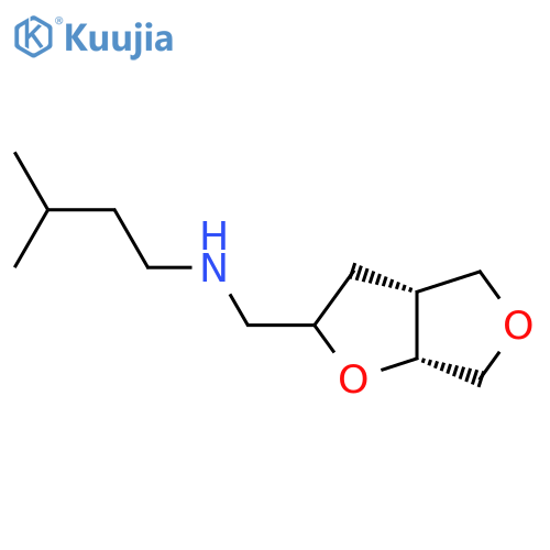 rac-{[(3aR,6aR)-hexahydrofuro[2,3-c]furan-2-yl]methyl}(3-methylbutyl)amine structure