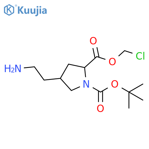 1,2-Pyrrolidinedicarboxylic acid, 4-(2-aminoethyl)-, 2-(chloromethyl) 1-(1,1-dimethylethyl) ester structure