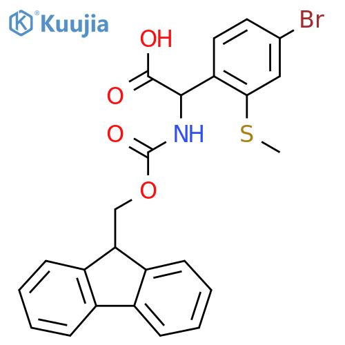 2-[4-bromo-2-(methylsulfanyl)phenyl]-2-({[(9H-fluoren-9-yl)methoxy]carbonyl}amino)acetic acid structure