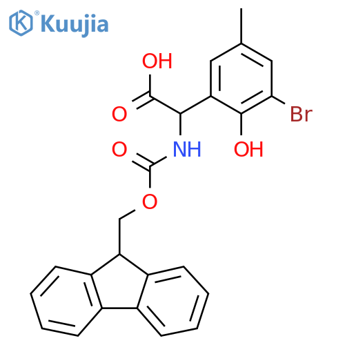 2-(3-bromo-2-hydroxy-5-methylphenyl)-2-({[(9H-fluoren-9-yl)methoxy]carbonyl}amino)acetic acid structure