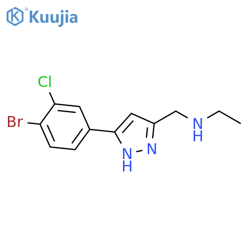 1H-Pyrazole-3-methanamine, 5-(4-bromo-3-chlorophenyl)-N-ethyl- structure