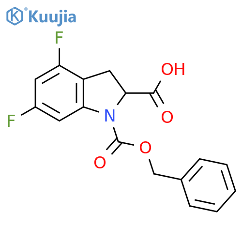 1H-Indole-1,2-dicarboxylic acid, 4,6-difluoro-2,3-dihydro-, 1-(phenylmethyl) ester structure