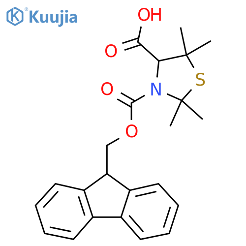 3-{[(9H-fluoren-9-yl)methoxy]carbonyl}-2,2,5,5-tetramethyl-1,3-thiazolidine-4-carboxylic acid structure