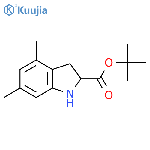 tert-butyl 4,6-dimethyl-2,3-dihydro-1H-indole-2-carboxylate structure